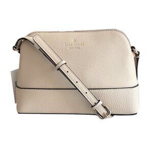 Kate Spade Hanna Crossbody Bag Neutral Pebbled Leather Milk Glass NWT